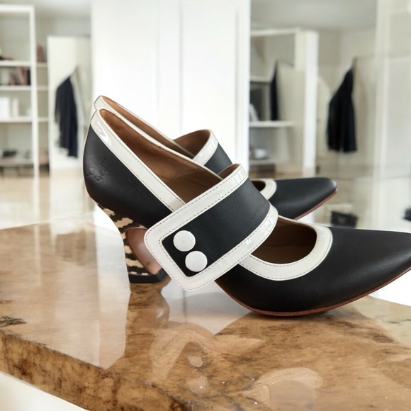 John Fluevog Black and White Women's Heels - Picture 1 of 8